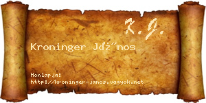 Kroninger János névjegykártya